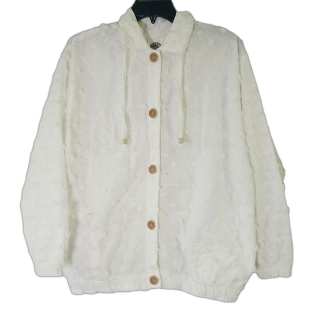 Produce Company - Off-White Textured Button Up Jacket - Picture 1 of 12